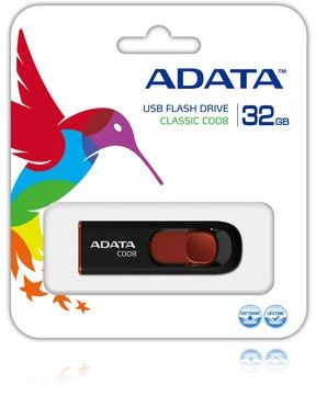 Ištraukiamas atmintukas Adata C008 32GB Juodas/raudonas