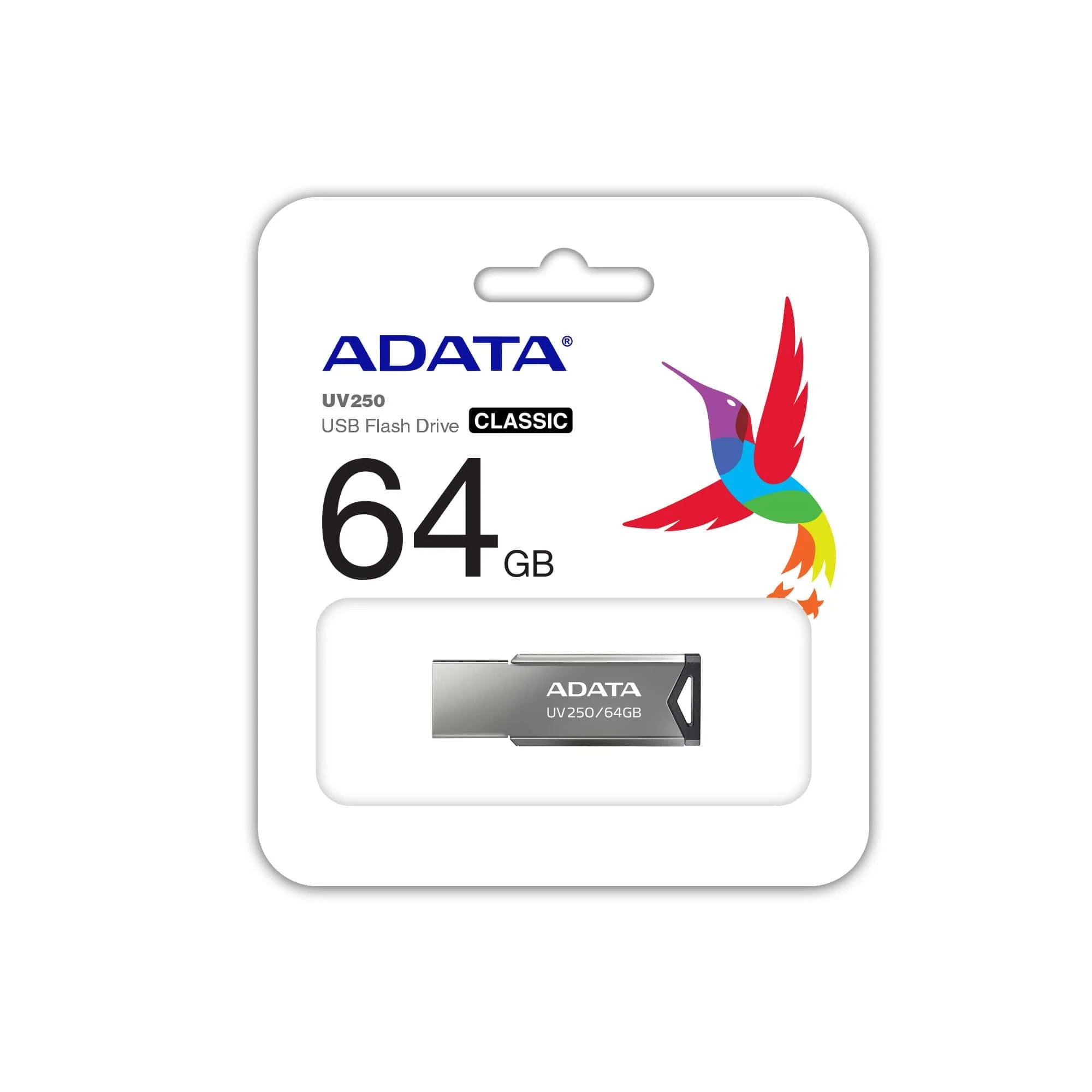 ADATA | USB Flash Drive | UV250 | 64 GB | USB Type-A | Sidabrinis