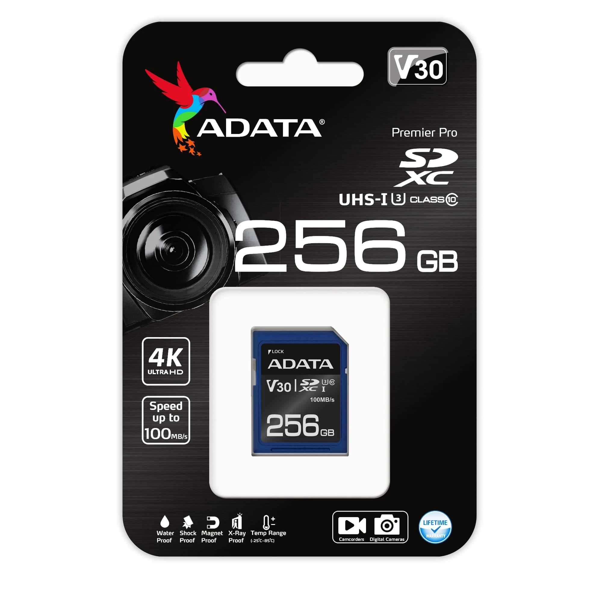 ADATA 256GB SDXC atminties kortelė pakuotėje