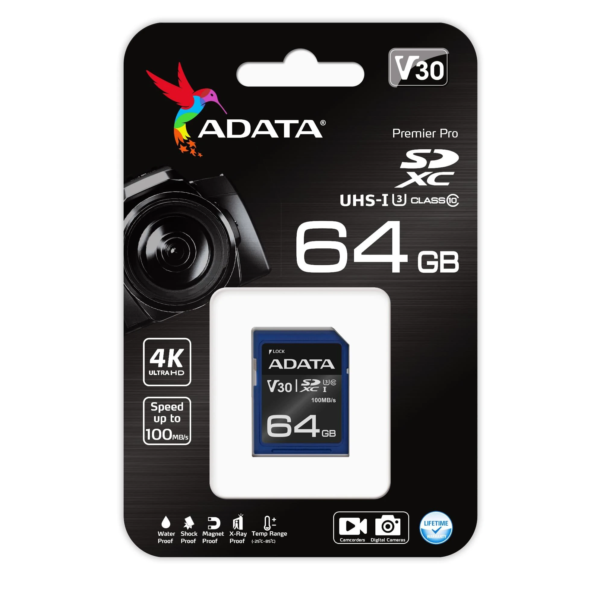 A-DATA 64GB SDXC atminties kortelė pakuotėje
