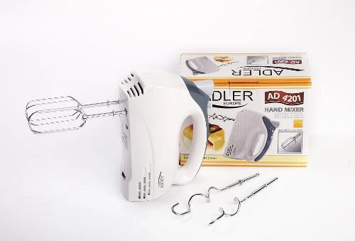 Plakiklis Adler AD 4201 g Baltas, Hand mixer, 300 W, Greičių skaičius 5, Shaft material Nerūdijantis plienas,