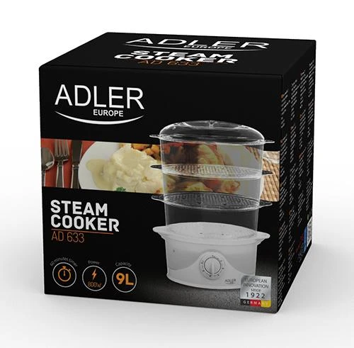 Garų puodas Adler | Baltas | 800 W W | Krepšelių skaičius 3