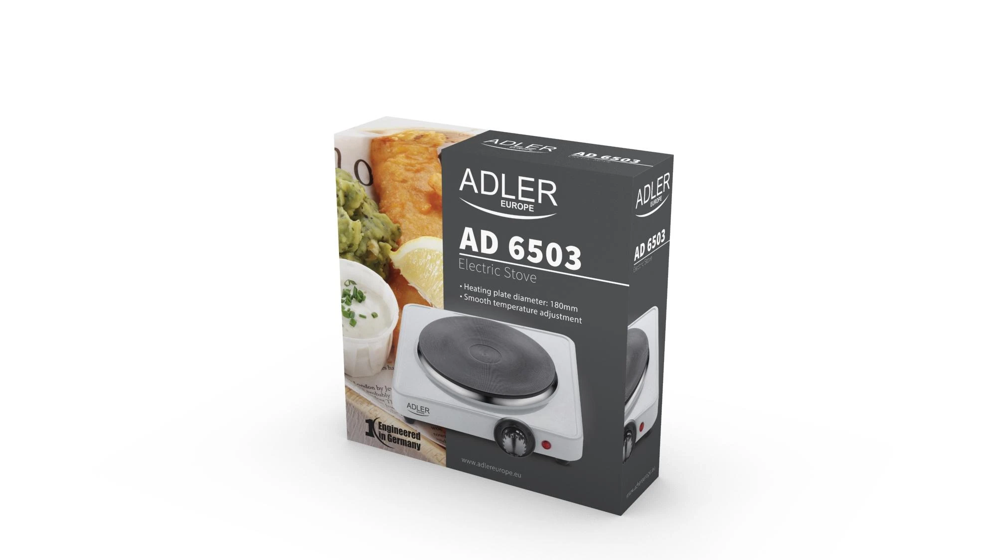 Adler | Laisvai pastatoma stalo kaitlentė | AD 6503 | Degiklių / virimo zonų skaičius: 1 | Elektrinė | Baltas