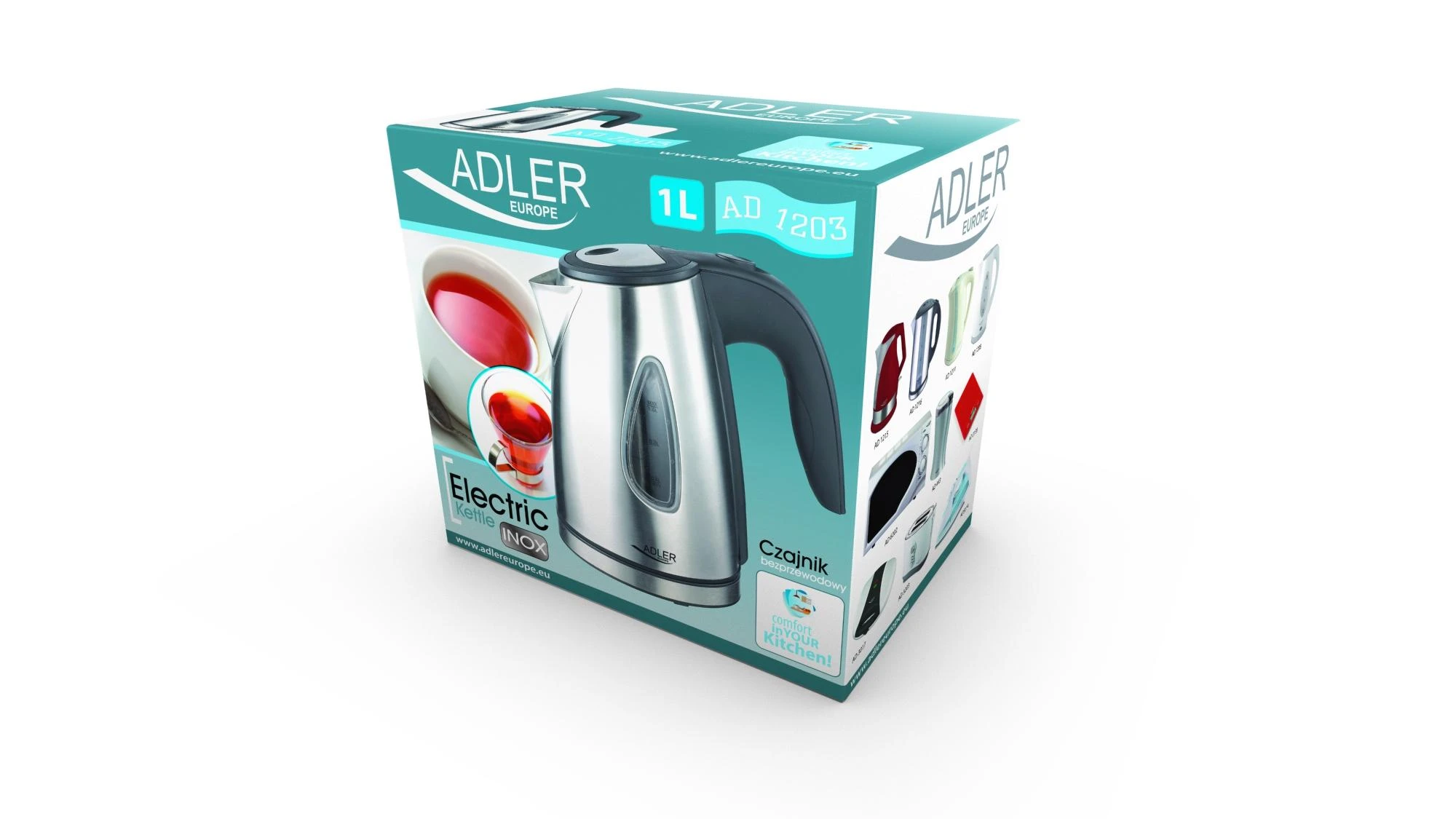 Adler | Virdulys | AD 1203 | Standard | 1630 W | 1 L | Nerūdijantis plienas | 360° rotational base