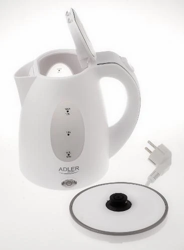 Adler | Virdulys | AD 1207 | Standartinis | 2000 W | 1,5 l | Plastikas | 360° sukamasis pagrindas | Baltas