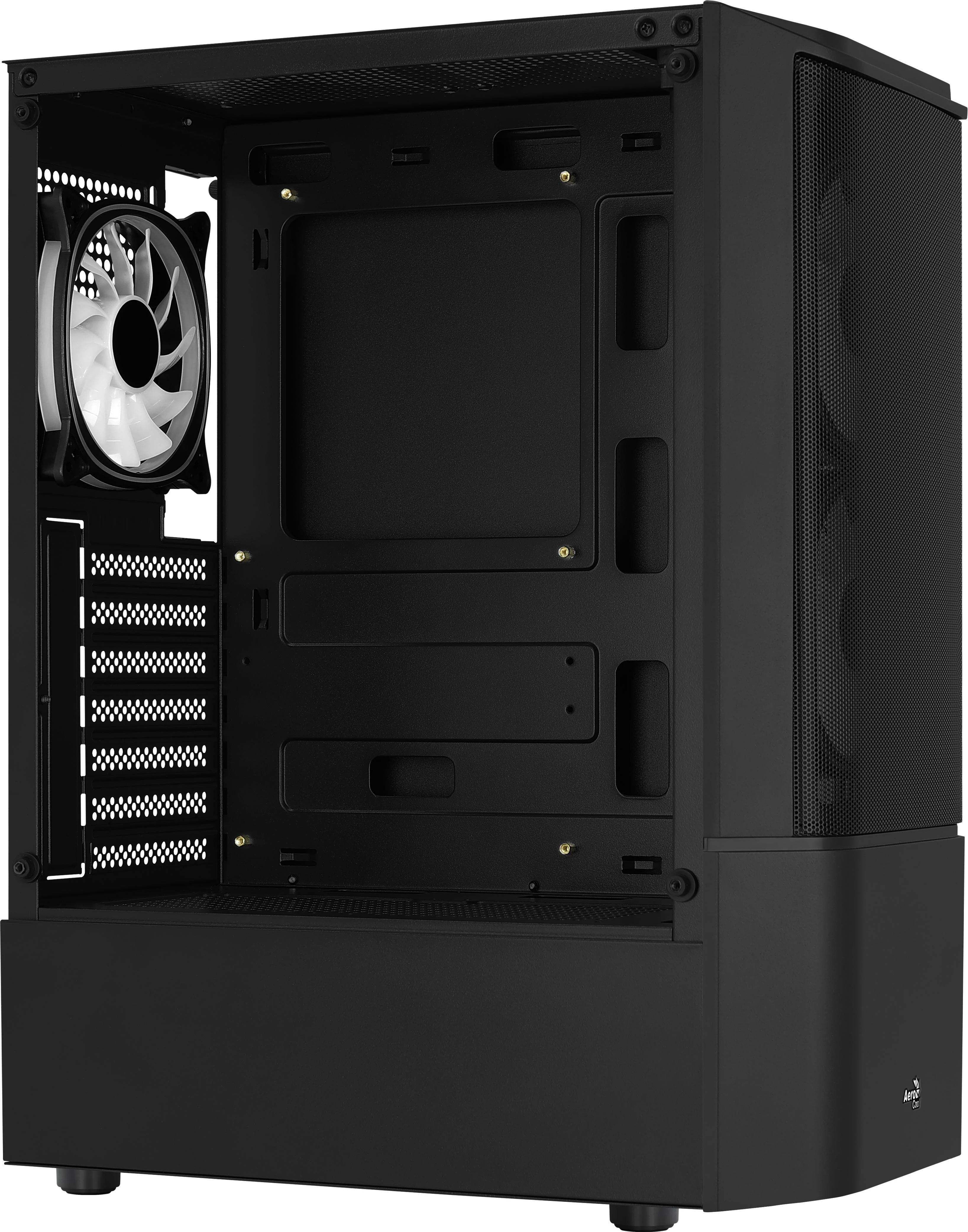 „Aerocool Quantum Mesh v3 Midi-Tower“, RGB, grūdintas stiklas - juodos spalvos