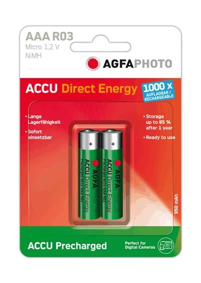 AgfaPhoto AAA 950 mAh įkraunamos baterijos pakuotė