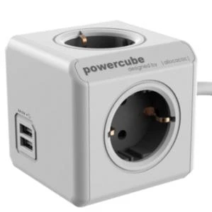 Galia - Allocacoc PowerCube Extended USB 4 lizdai 2 USB 3m Pilka