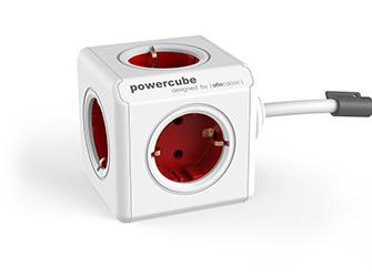 allocacoc PowerCube Extended 3 m incl. 3 m Cable red Type F