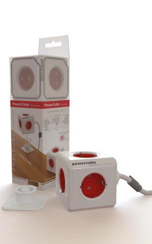 allocacoc PowerCube Extended 3 m incl. 3 m Cable red Type F