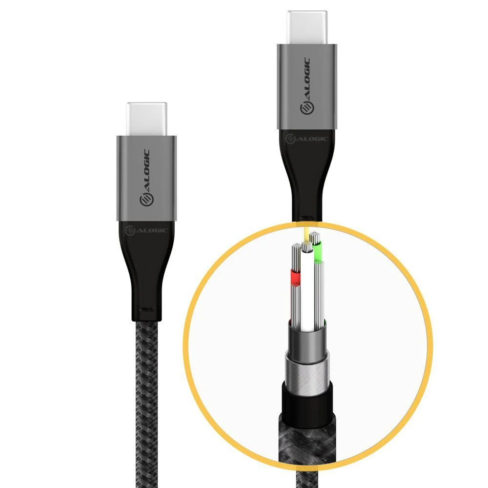 Alogic USB 2.0 Datenkabel Typ C -C M/M 5A 480 Mbps 1,5 m, gr