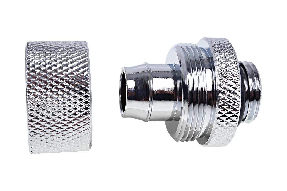 „Alphacool Eiszapfen“ tiesus jungtis su G1/4 colio vidiniu sriegiu ir 16/10 mm chromuotu sidabru