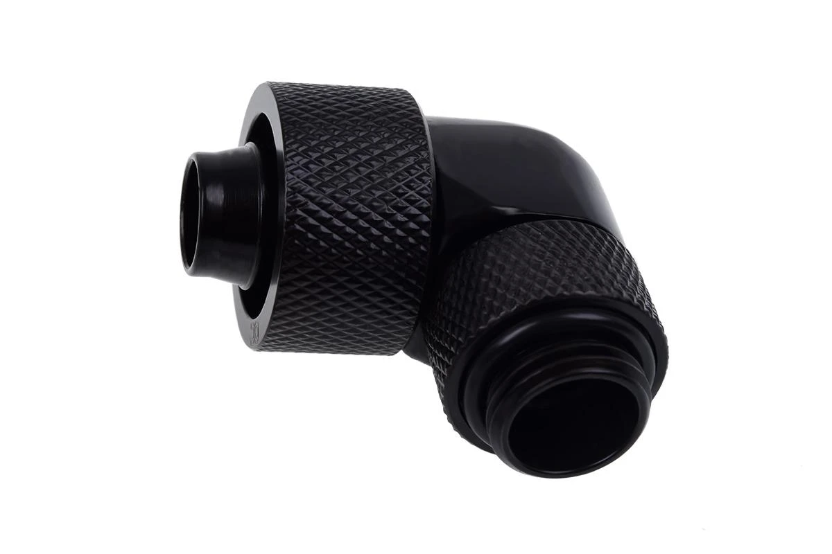 Juoda Alphacool 90 laipsnių kampinė jungtis