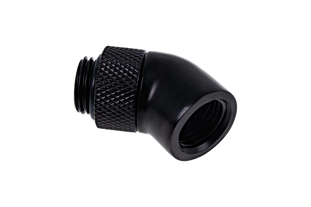 Alphacool Eisfrost Adapteris 45 Degree G1/4 Inch Female to G1/4 Inch Male – Rotatable, Juodas