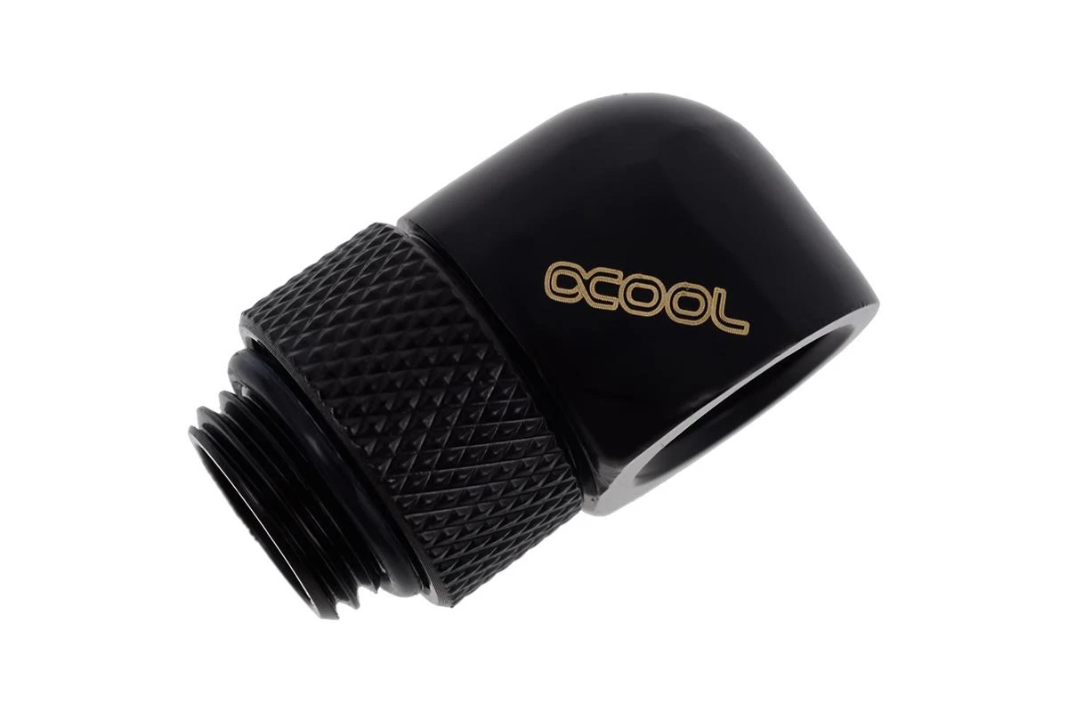Alphacool Eiszapfen Adapteris 90 laipsnių G1/4 colio kištukas į G1/4 colio kištuką, pasukamas, juodas