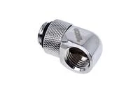 „Alphacool“ jungties adapteris 90 laipsnių G1/4 colio kištukas į G1/4 colio kištuką, pasukamas, chromuotas, su jungtimi