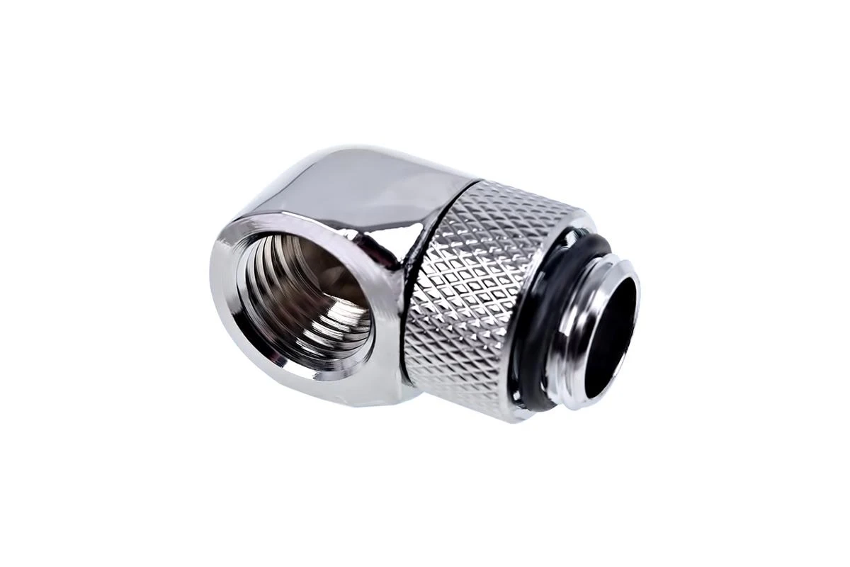 Alphacool 90 laipsnių chromuotas kampinis adapteris