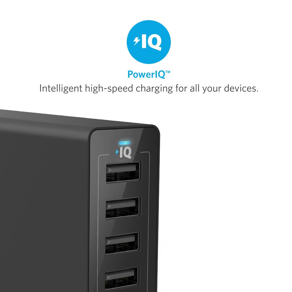 Telefono įkroviklis Anker PowerPort 6 USB Charger 60W 6 Port Black A2123