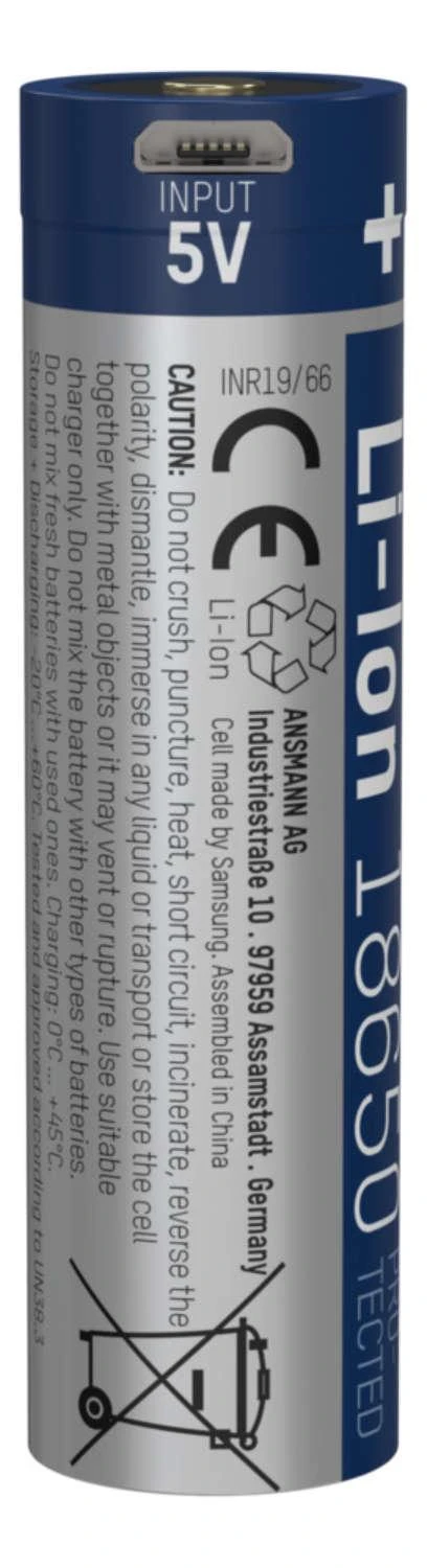 Ansmann 18650 akumuliatorius su USB įkrovimo jungtimi