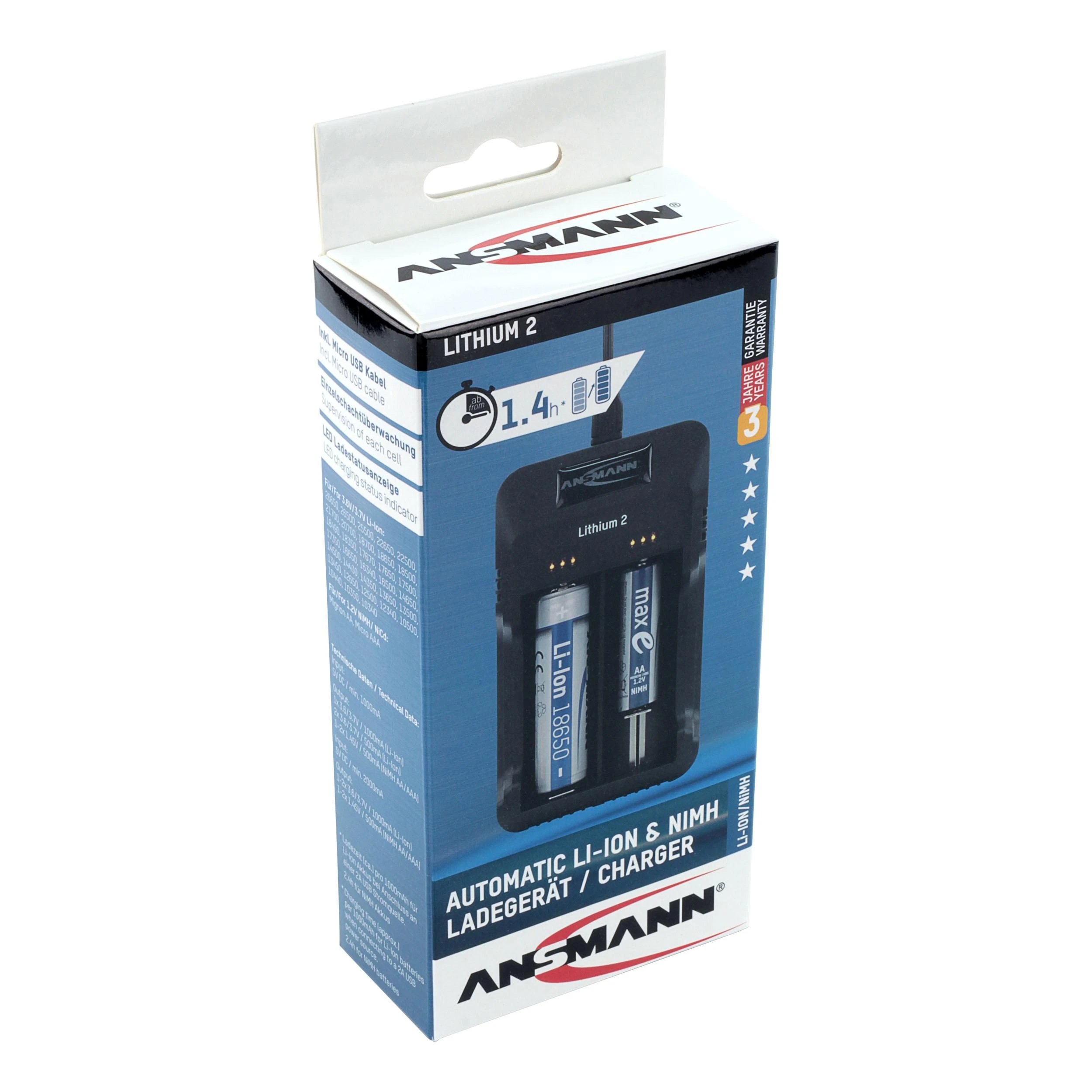 Ansmann 1001-0050 – ličio jonų (ličio jonų), nikelio ir metalo hidridas (NiMH) – AA, AAA