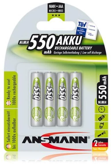 Ansmann AAA 550 mAh įkraunamos baterijos pakuotė
