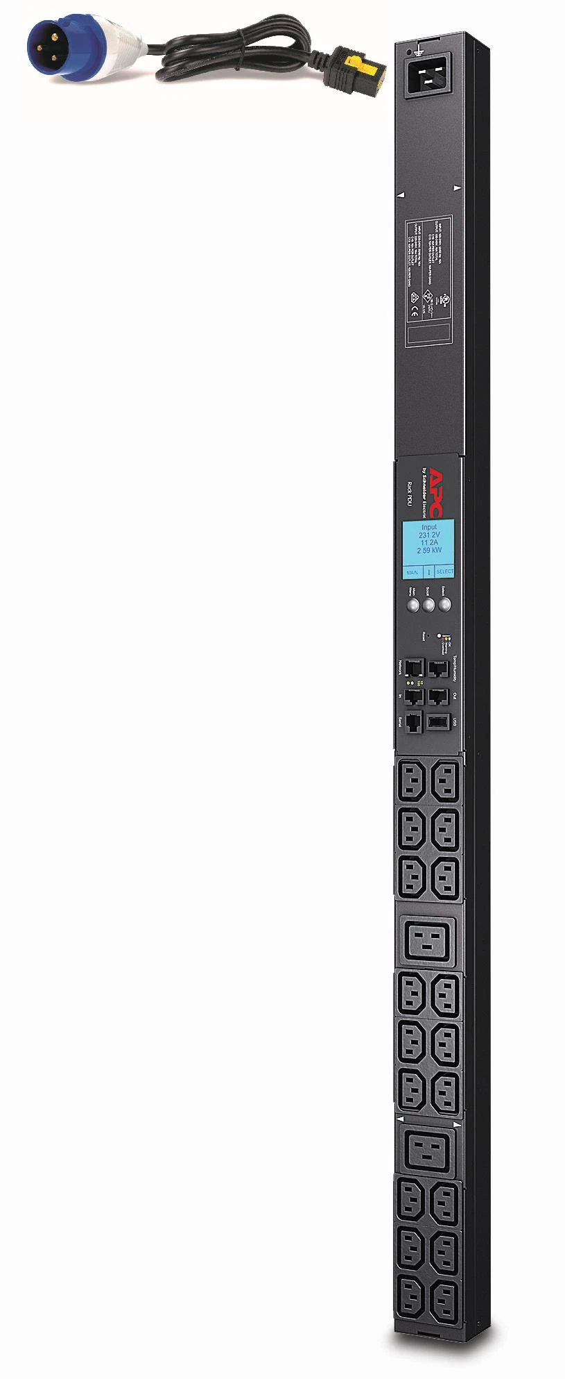 Apc PDU AP8858EU3 2G stovas, stebimas 0U 18xC13 / 2xC19 / IEC 309 16A 2P+E įvestis