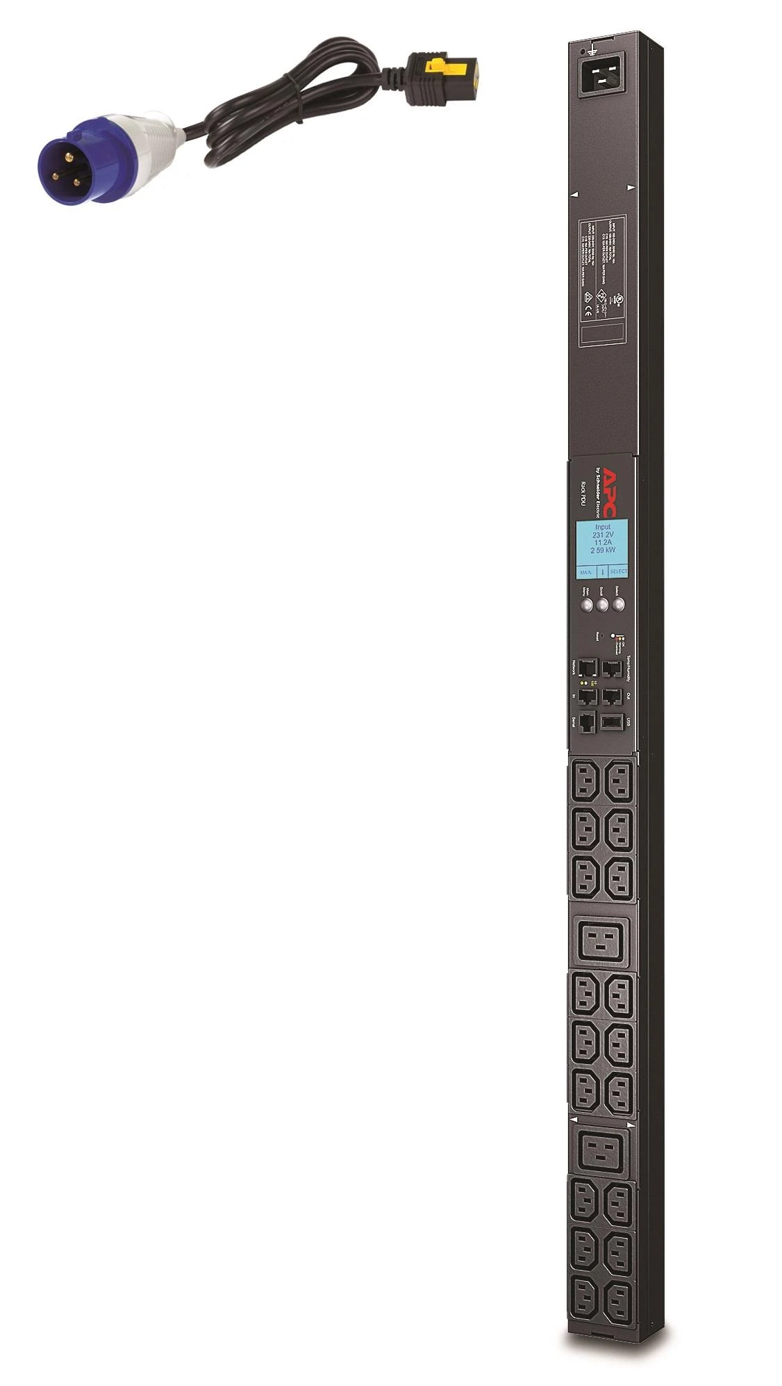 Apc PDU AP8858EU3 2G stovas, stebimas 0U 18xC13 / 2xC19 / IEC 309 16A 2P+E įvestis
