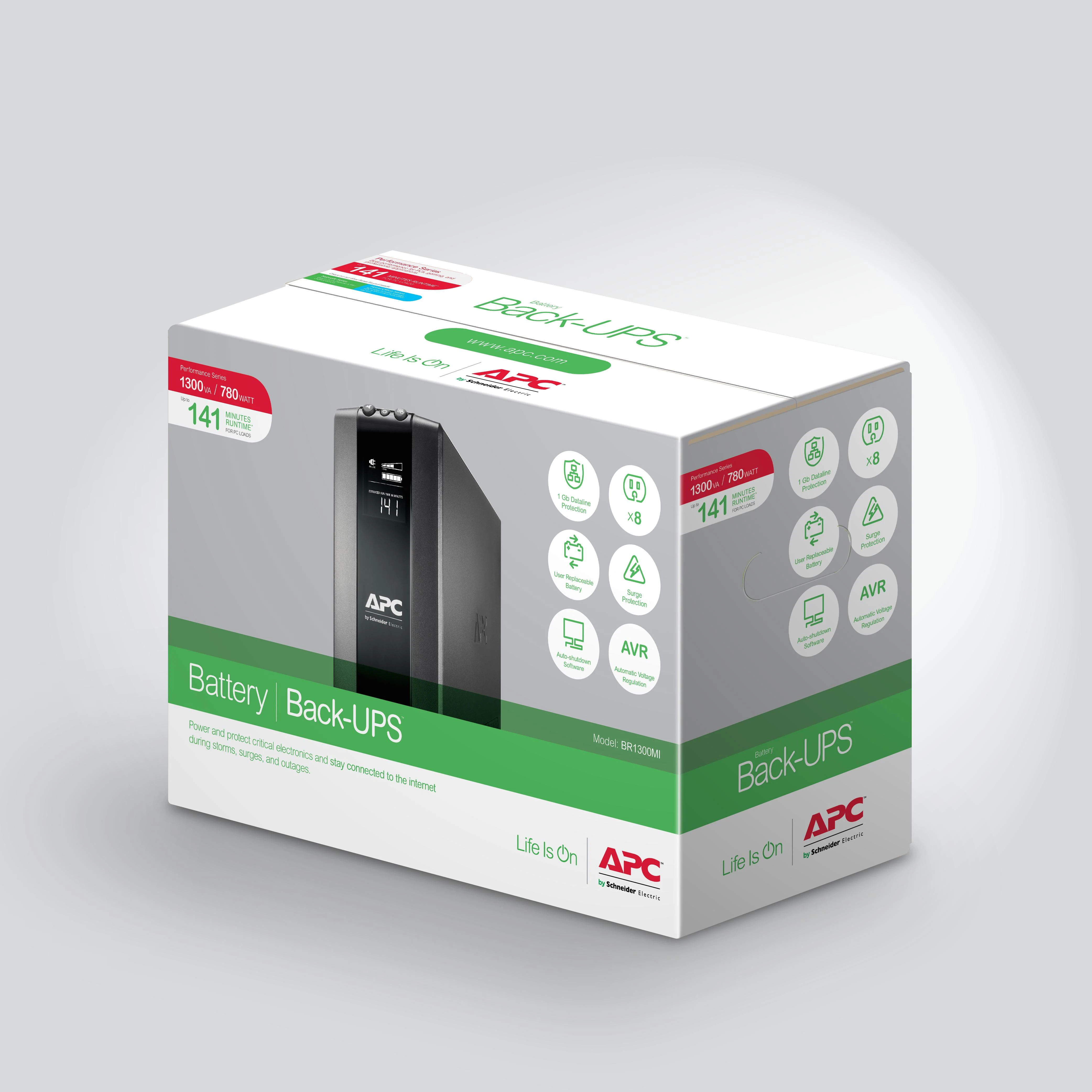 APC BACK UPS PRO BR 1300VA, 8 OUTLETS, AVR, LCD SĄSAJA