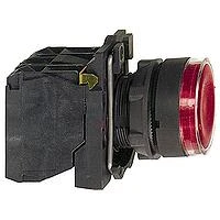 Raudonas 22mm valdymo mygtukas su apšvietimu, šoninis kampas