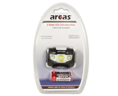 Arcas | Priekinis žibintas | ARC5 | 1 LED+2 prožektorių šviesos diodai | 5 W | 160 lm | 4+3 šviesos funkcijos
