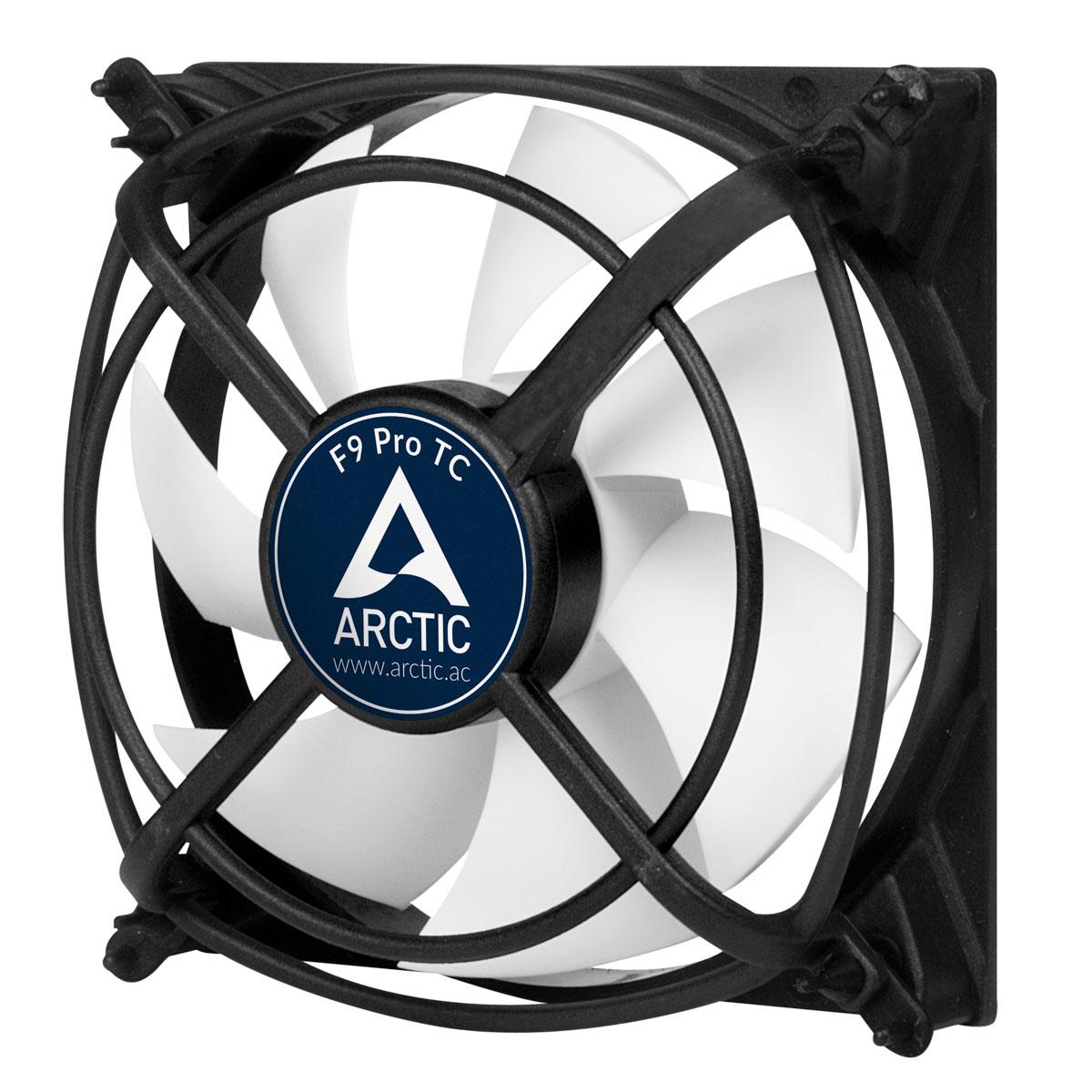 Arctic F9 PRO TC – 3 kontaktų temperatūros valdomas ventiliatorius su Pro dėklu – Ventiliatorius – 9,2 cm – 1800 RPM – 0,4 sone – 43 cfm – 73,1 m³/val.