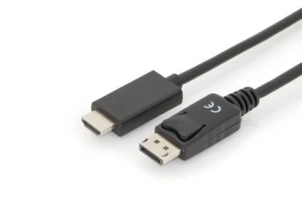 Assmann Electronic ASSMANN DisplayPort Adapteris Cable DP - HDMI Type A St / St 3,0m w / War. DP 1.2 HDMI 2.0 4K / 60Hz CE juodas
