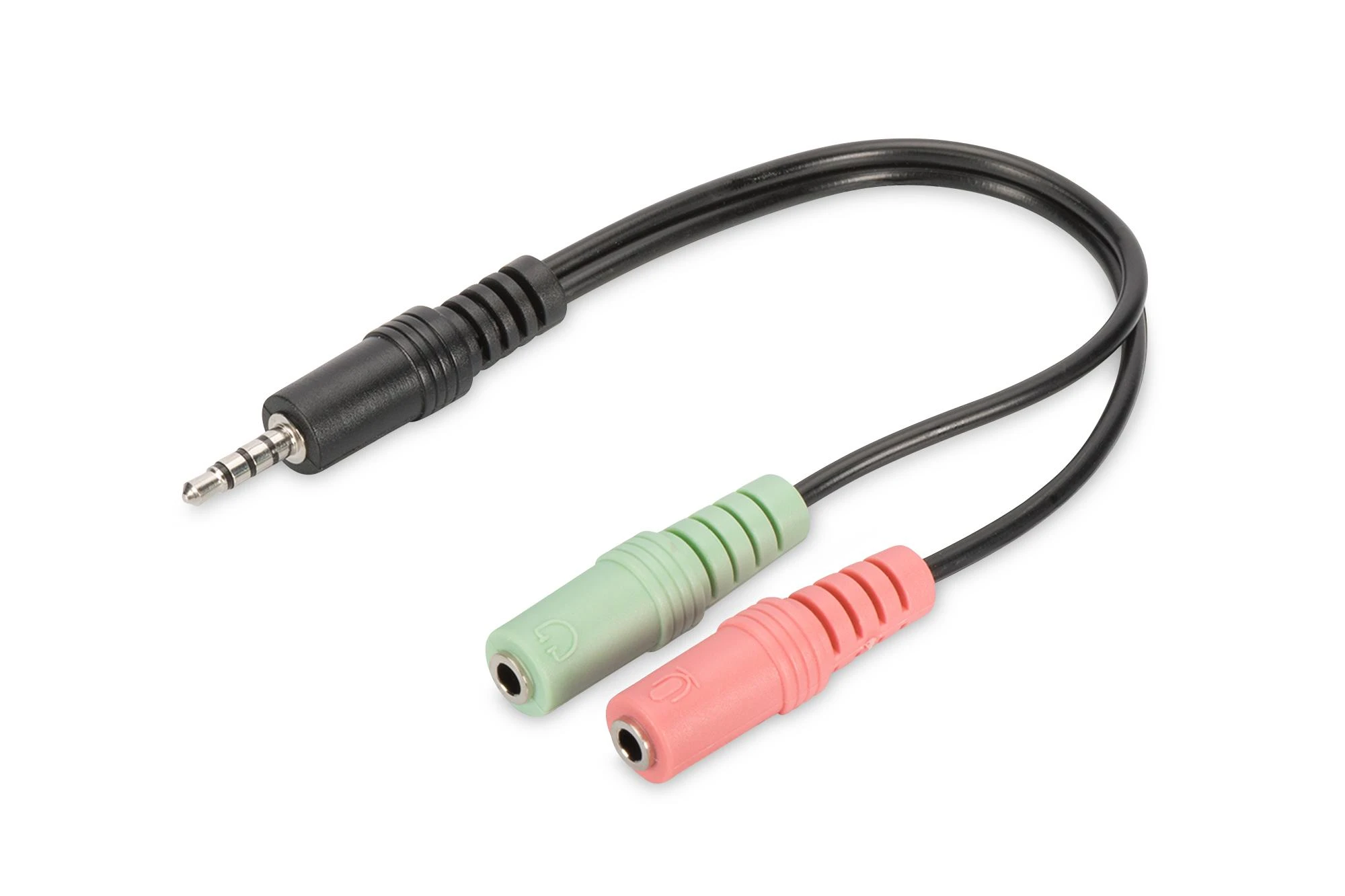 ASSMANN 3,5 mm 4 kontaktų M iki 2 x 3,5 mm 3 kontaktų F GARSO adapteris 0,2 m, AK-510301-002-S
