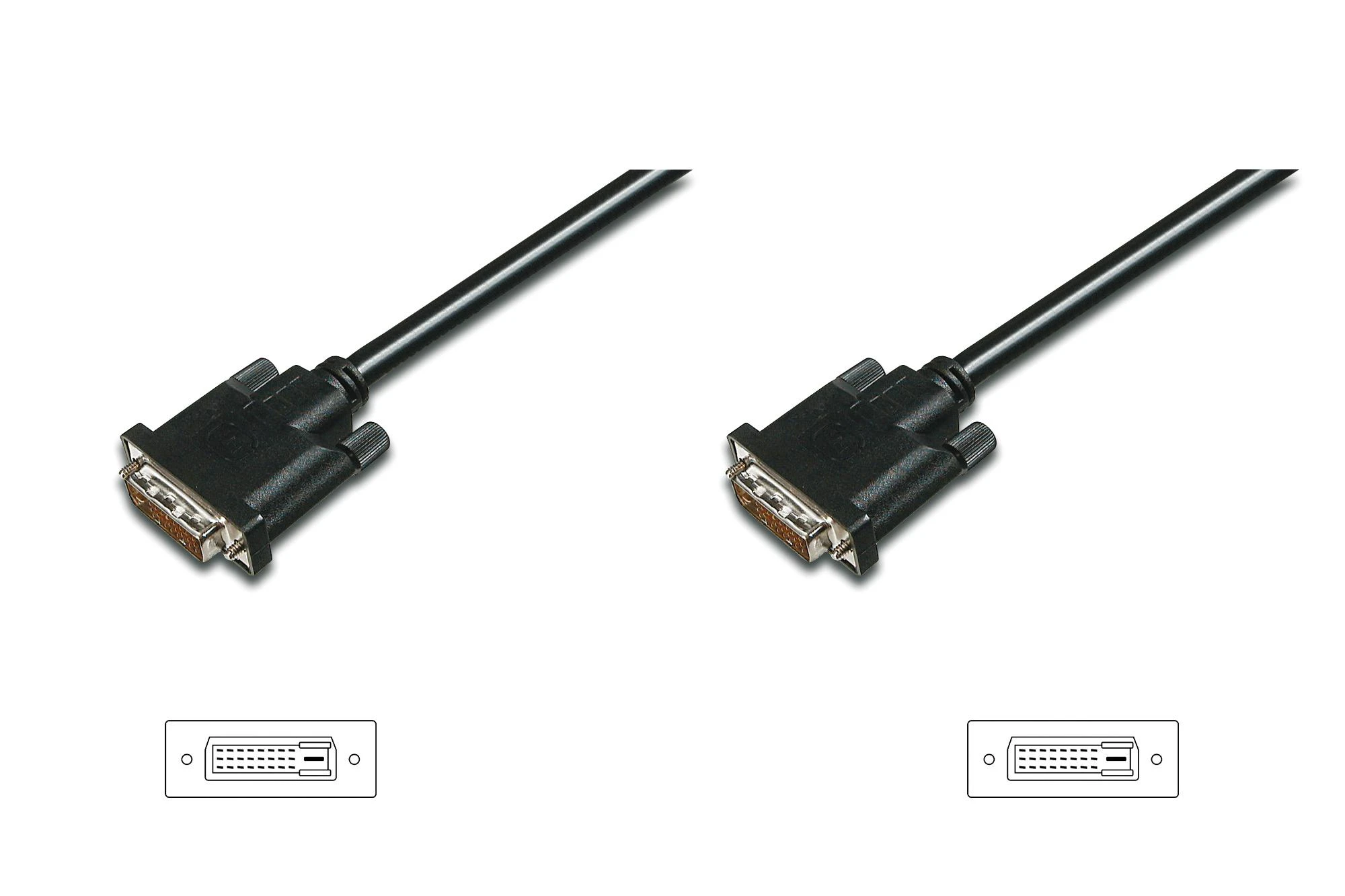 DVI-D Dual Link kabelis su jungties skerspjūvio schema