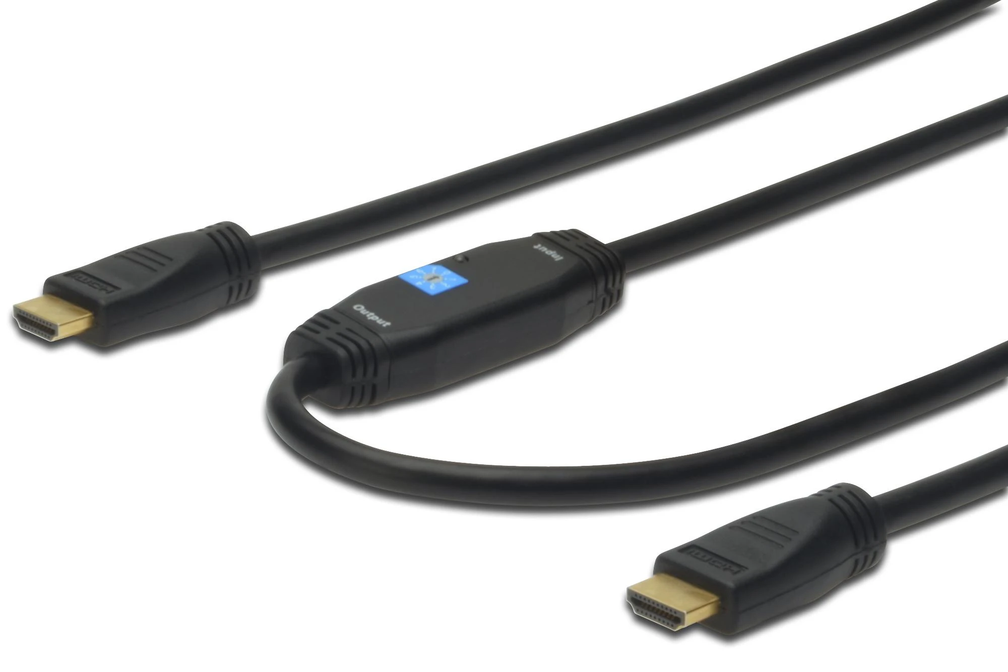 HDMI kabelis su stiprintuvu ir A tipo jungtimis