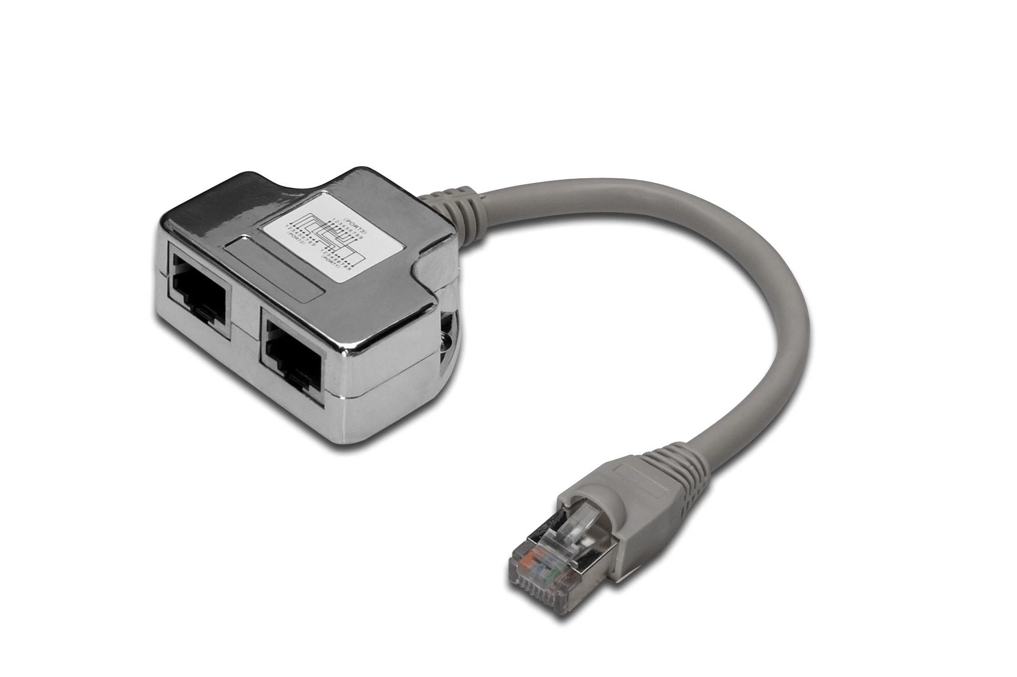 Assmann Electronic Assmann elektroninis ASSMANN T adapteris RJ45 CAT5e 19cm 1xRJ45 M iki 2xRJ45 F masinis