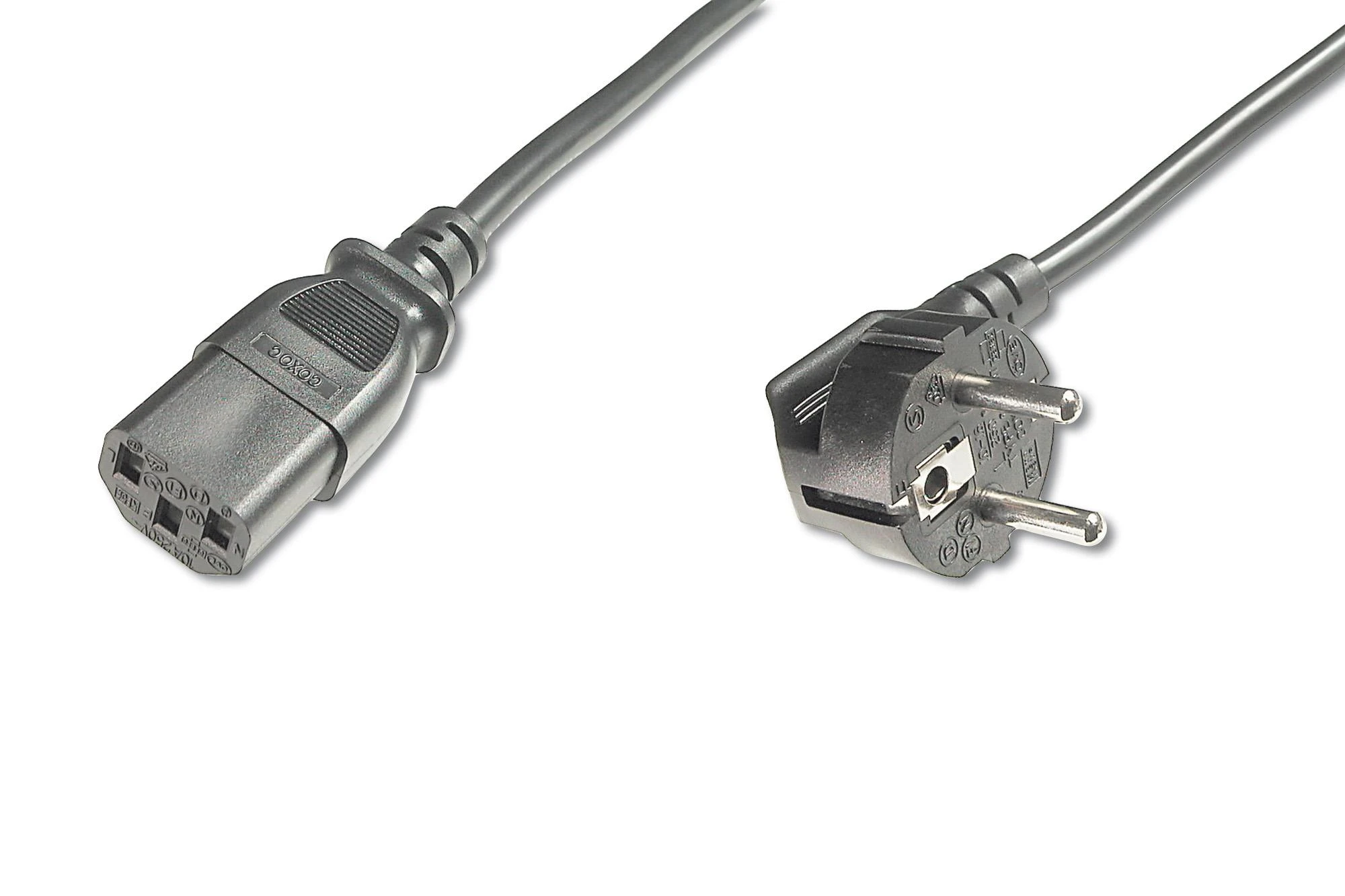 Assmann Electronic ASSMANN Netzkabel juodas Schuko 90Grad kampinis - C13 St/Bu 0,75m H05VV-F3G 0,75qmm