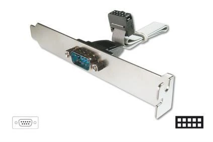 Premiumcord DIGITUS Serial Slot Bracket Bracket adapterio kabelis, DB9, D-Sub9/M - IDC 2x5pin/F, 0,25m, AK-610300-003E