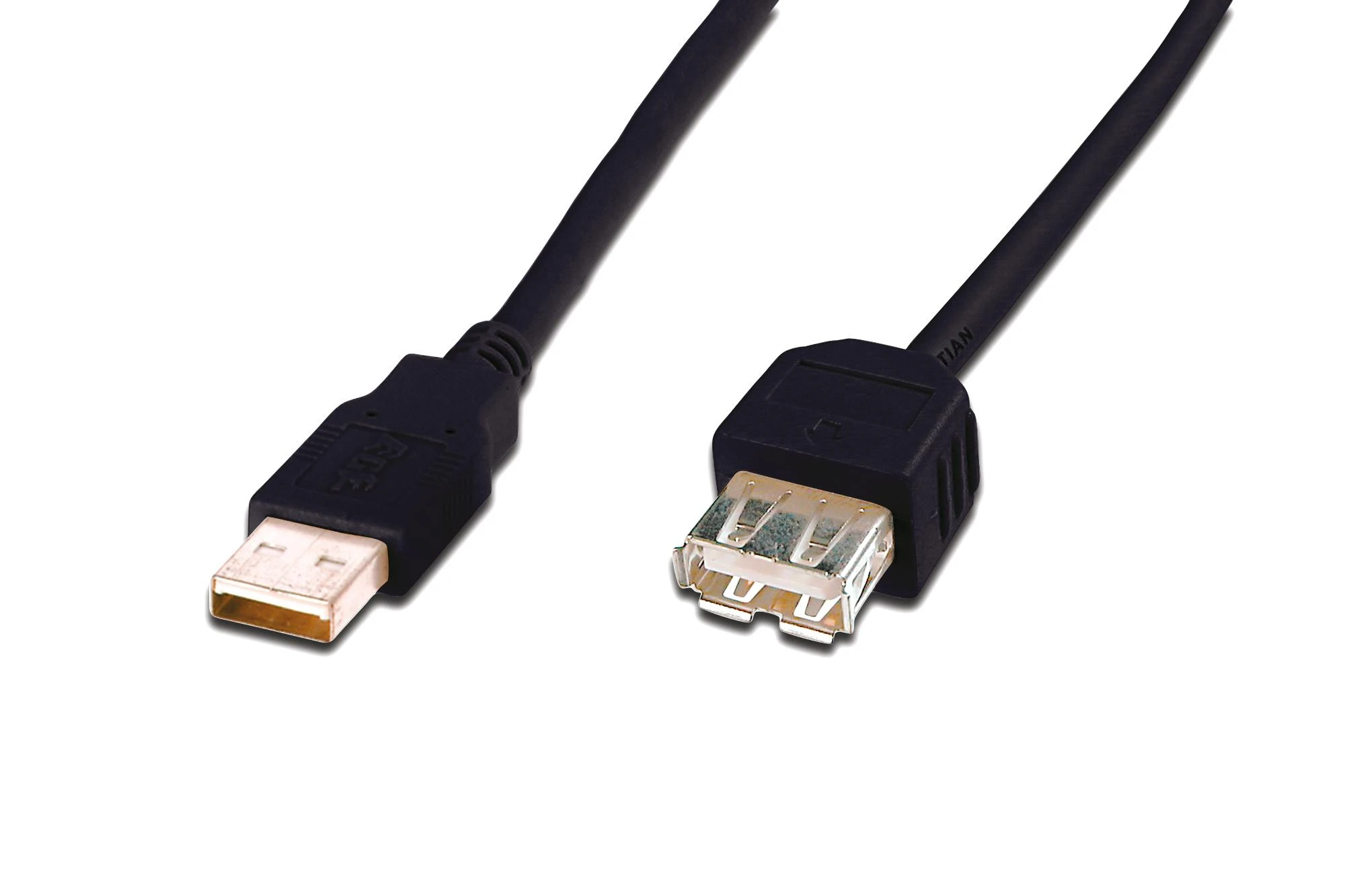 Assmann Electronic ASSMANN USB2.0 ilgintuvas 1,8m USB A/M į A/F masinis juodas