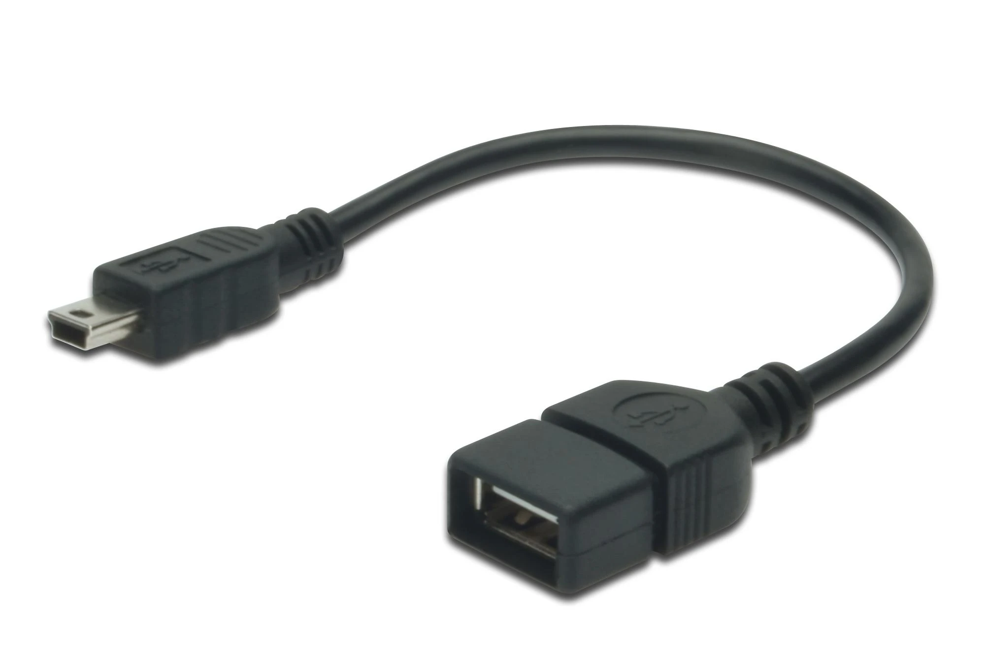 Assmann Electronic ASSMANN USB 2.0 adapterio kabelis OTG tipo mini B - A M/F 0.2m USB 2.0 atitinka bl