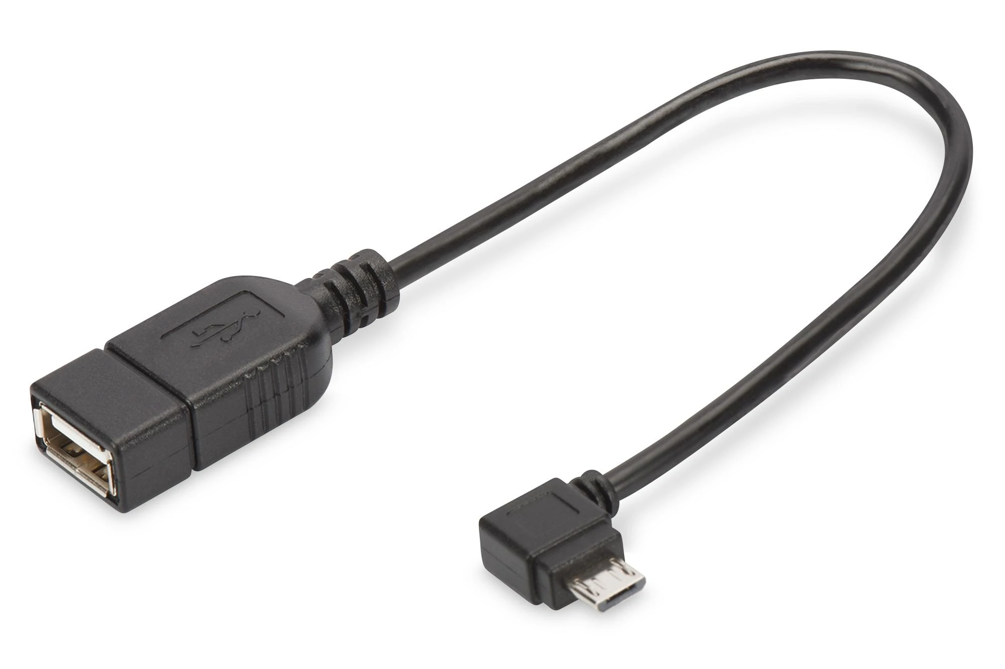 Digitus Assmann Electronic ASSMANN USB 2.0 adapterio laidas OTG tipo micro B - A M/F 0,15m USB 2.0 atitinka stačiakampį bl