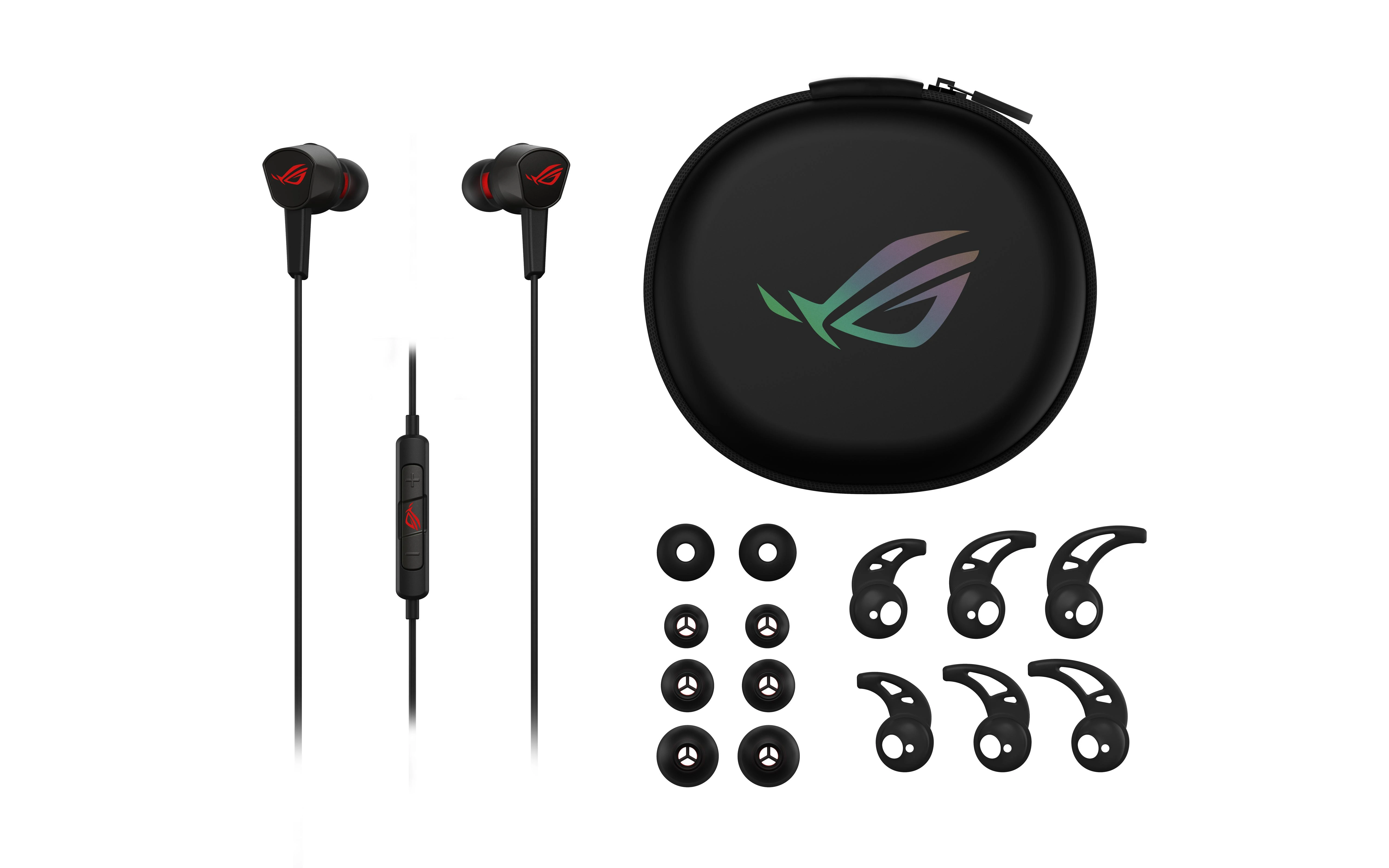 Asus ROG Cetra Core II komplektas su dėklu ir priedais