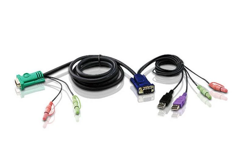 ATEN 2L-5302U ATEN KVM kabelis (HD15-SVGA, USB, USB, garsas) – 1,8 m