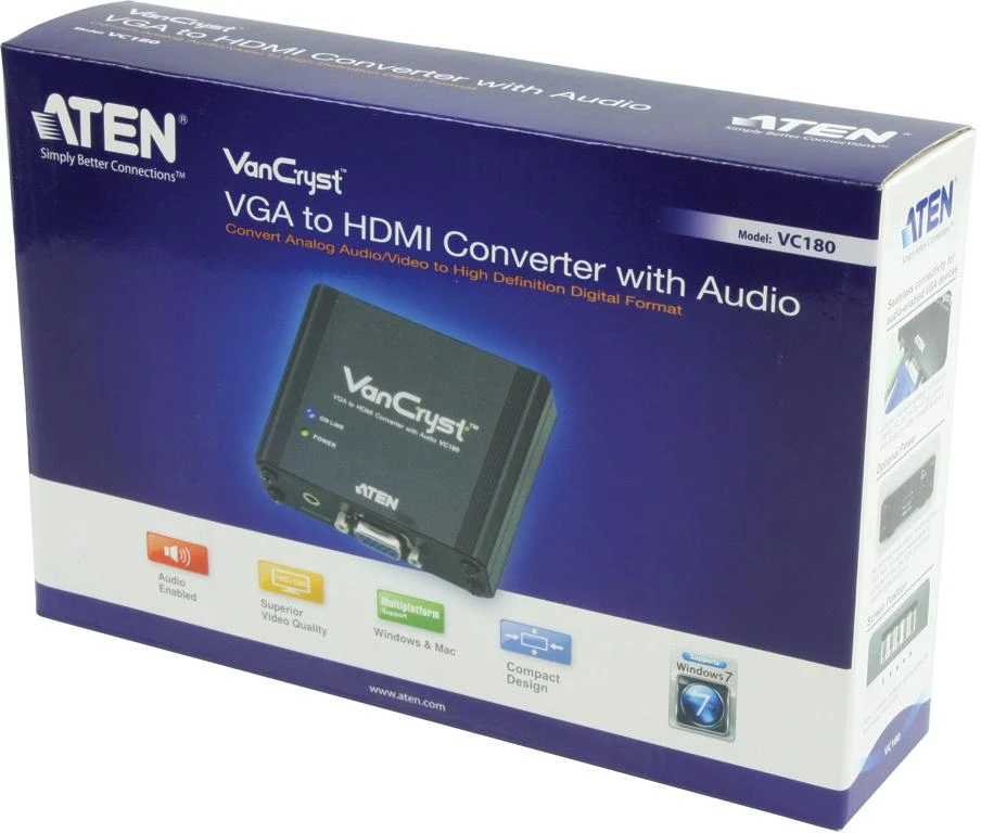 ATEN VC180 VGA į HDMI konverteris dėžutėje