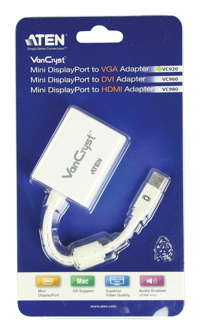 Aten | Mini DisplayPort į VGA adapteriai | VC920 | DP į VGA