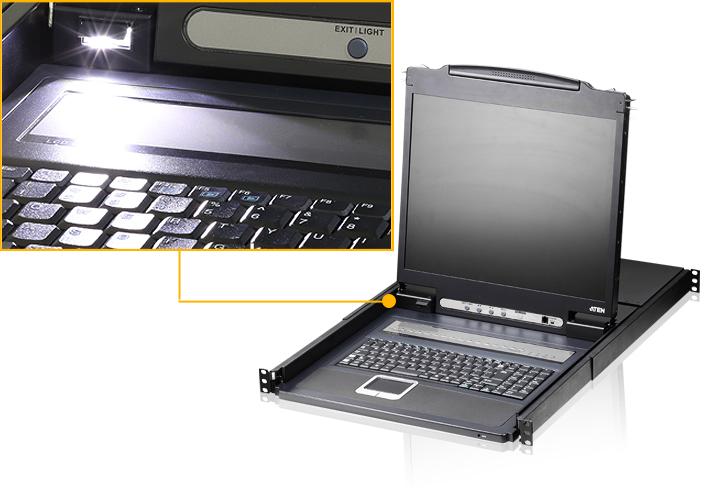 ATEN CL1308N-ATA-AG ATEN KVM 8 prievadų LCD 19 + klaviatūra + jutiklinis kilimėlis PS/2 arba USB, 1U 19 stovas