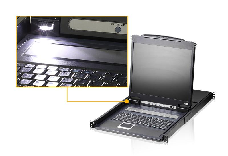 ATEN CL1308N-ATA-AG ATEN KVM 8 prievadų LCD 19 + klaviatūra + jutiklinis kilimėlis PS/2 arba USB, 1U 19 stovas