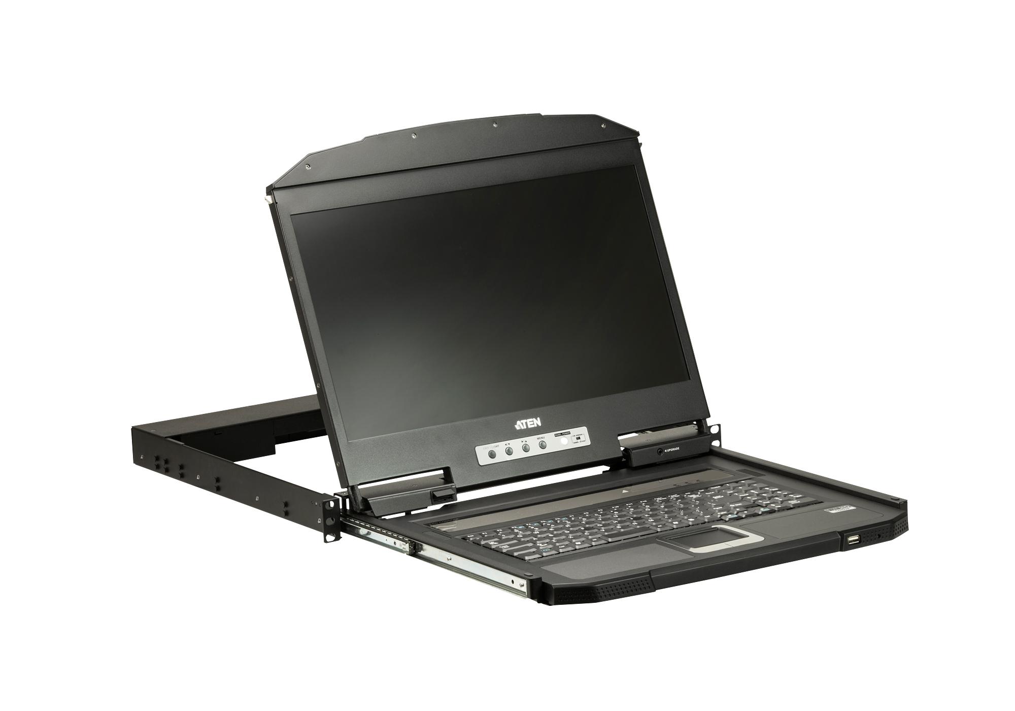 ATEN CL3100NX-ATA-AG ATEN 1U Ultra Short Gylis Single Rail plačiaekranis LCD konsolė (USB / VGA)