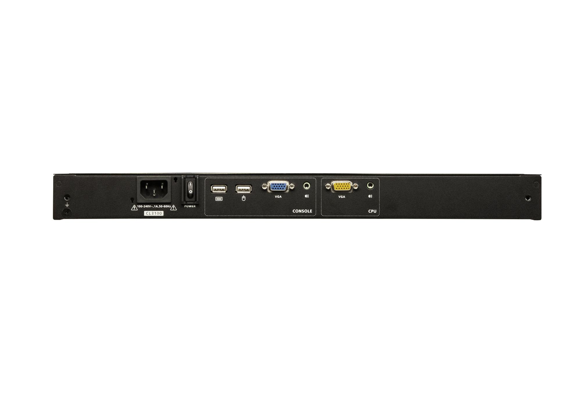 ATEN CL3100NX-ATA-AG ATEN 1U Ultra Short Gylis Single Rail plačiaekranis LCD konsolė (USB / VGA)