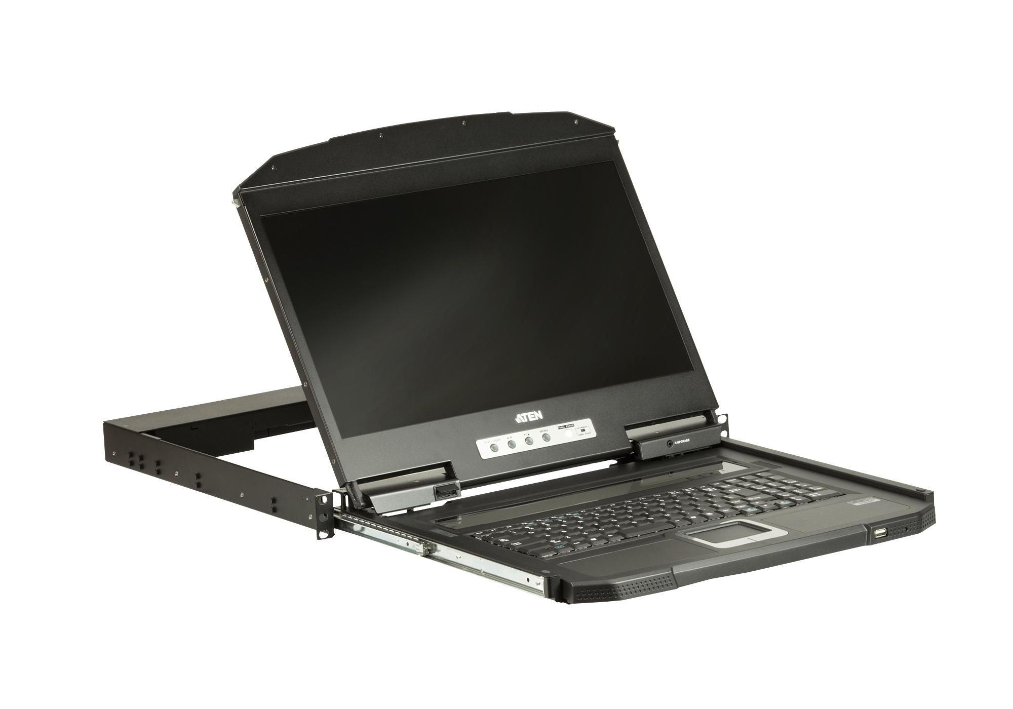 ATEN CL3100NX-ATA-AG ATEN 1U Ultra Short Gylis Single Rail plačiaekranis LCD konsolė (USB / VGA)